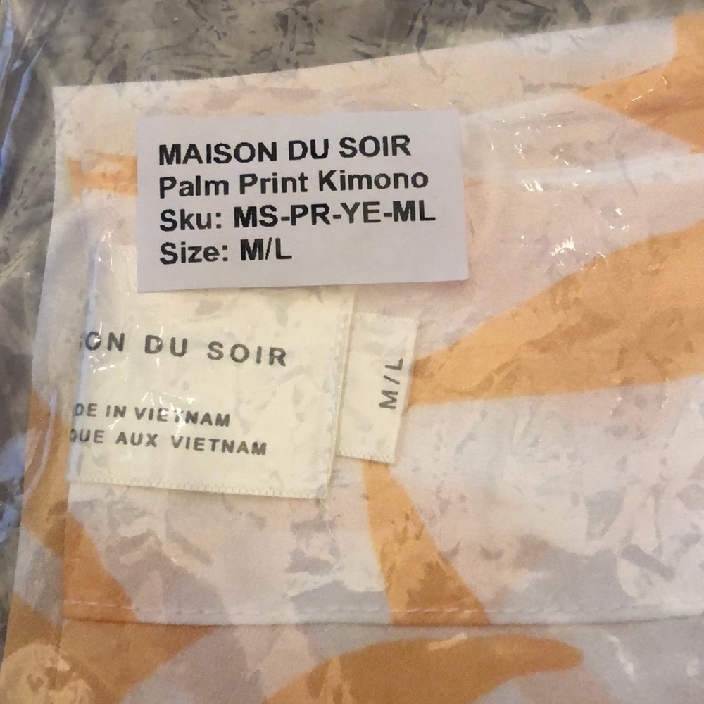 Maison Du Soir Magnolia Luxe Robe Kimono M/L Palm Print - Picture 9 of 10